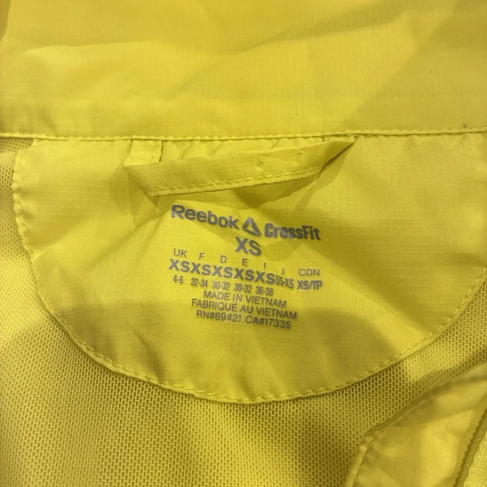 Reebok CrossFit Windbreaker Jacket Neon Yellow Women's XS Full Zip Athletic